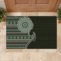 Fijian Masi Tribal Tattoos Art Pattern Rubber Doormat Green Color Half Style LT03 Green - Polynesian Pride