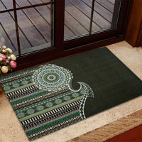 Fijian Masi Tribal Tattoos Art Pattern Rubber Doormat Green Color Half Style LT03 - Polynesian Pride