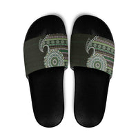 Fijian Masi Tribal Tattoos Art Pattern Slide Sandals Green Color Half Style LT03 Green - Polynesian Pride