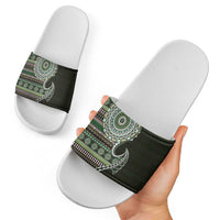 Fijian Masi Tribal Tattoos Art Pattern Slide Sandals Green Color Half Style LT03 - Polynesian Pride