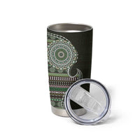 Fijian Masi Tribal Tattoos Art Pattern Tumbler Cup Green Color Half Style LT03 - Polynesian Pride