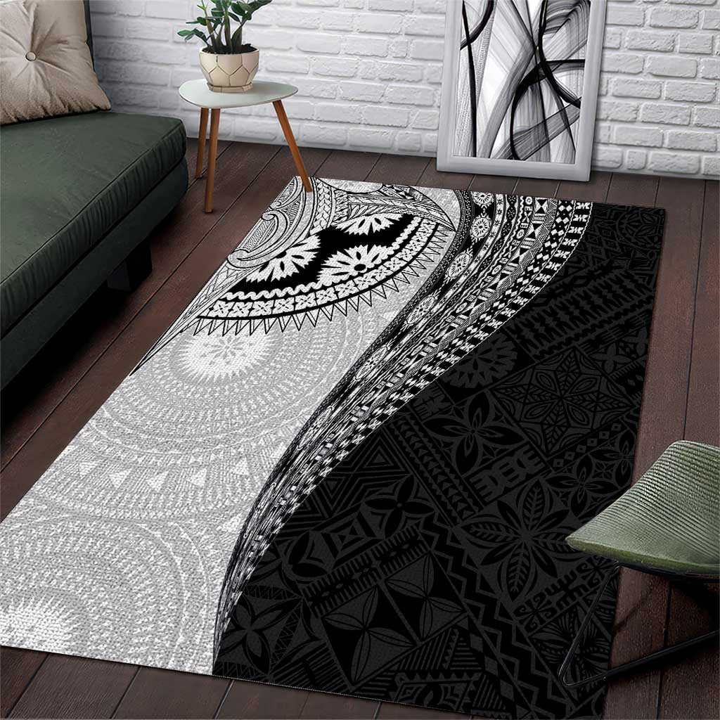 Fijian Masi Tattoos Area Rug with Tapa Tribal Pattern LT03 White - Polynesian Pride