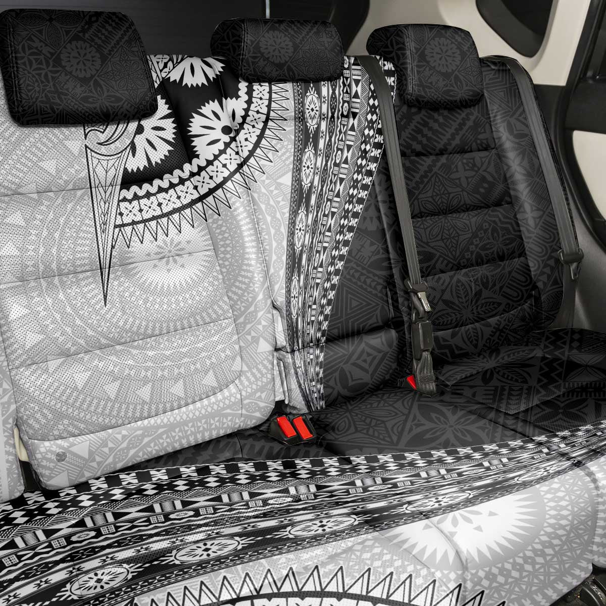 Fijian Masi Tattoos Back Car Seat Cover with Tapa Tribal Pattern LT03 - Polynesian Pride