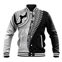 Fijian Masi Tattoos Baseball Jacket with Tapa Tribal Pattern LT03 Unisex White - Polynesian Pride