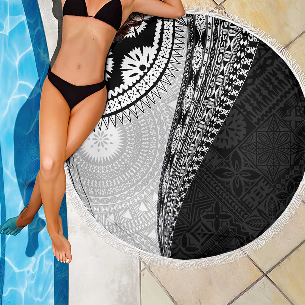 Fijian Masi Tattoos Beach Blanket with Tapa Tribal Pattern LT03 - Polynesian Pride
