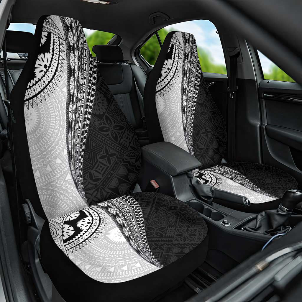 Fijian Masi Tattoos Car Seat Cover with Tapa Tribal Pattern LT03 One Size White - Polynesian Pride