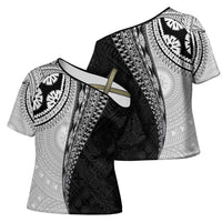 Fijian Masi Tattoos Cross Shoulder Shirt with Tapa Tribal Pattern LT03 - Polynesian Pride