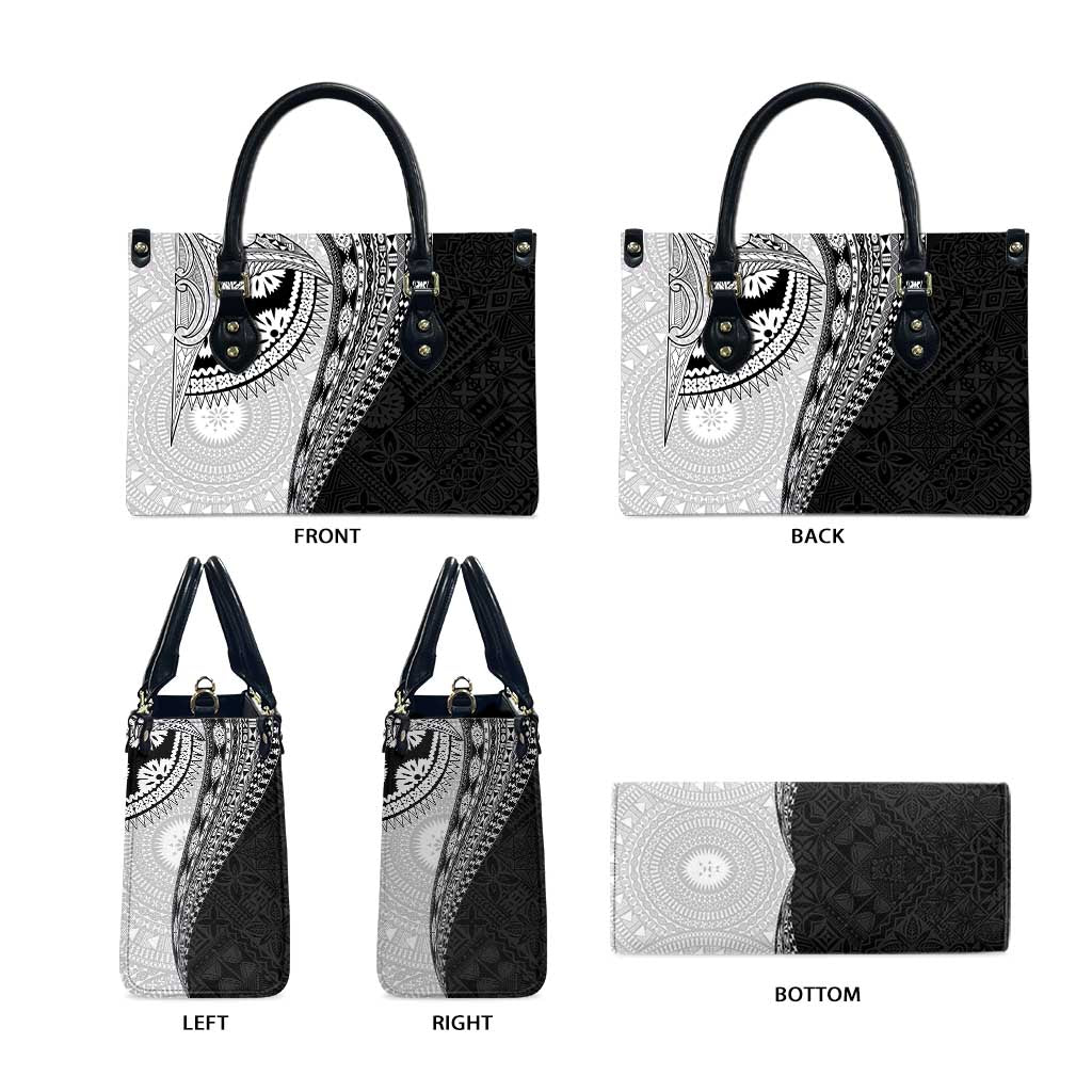 Fijian Masi Tattoos Leather Bag with Tapa Tribal Pattern LT03 - Polynesian Pride