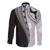 Fijian Masi Tattoos Long Sleeve Button Shirt with Tapa Tribal Pattern LT03 - Polynesian Pride