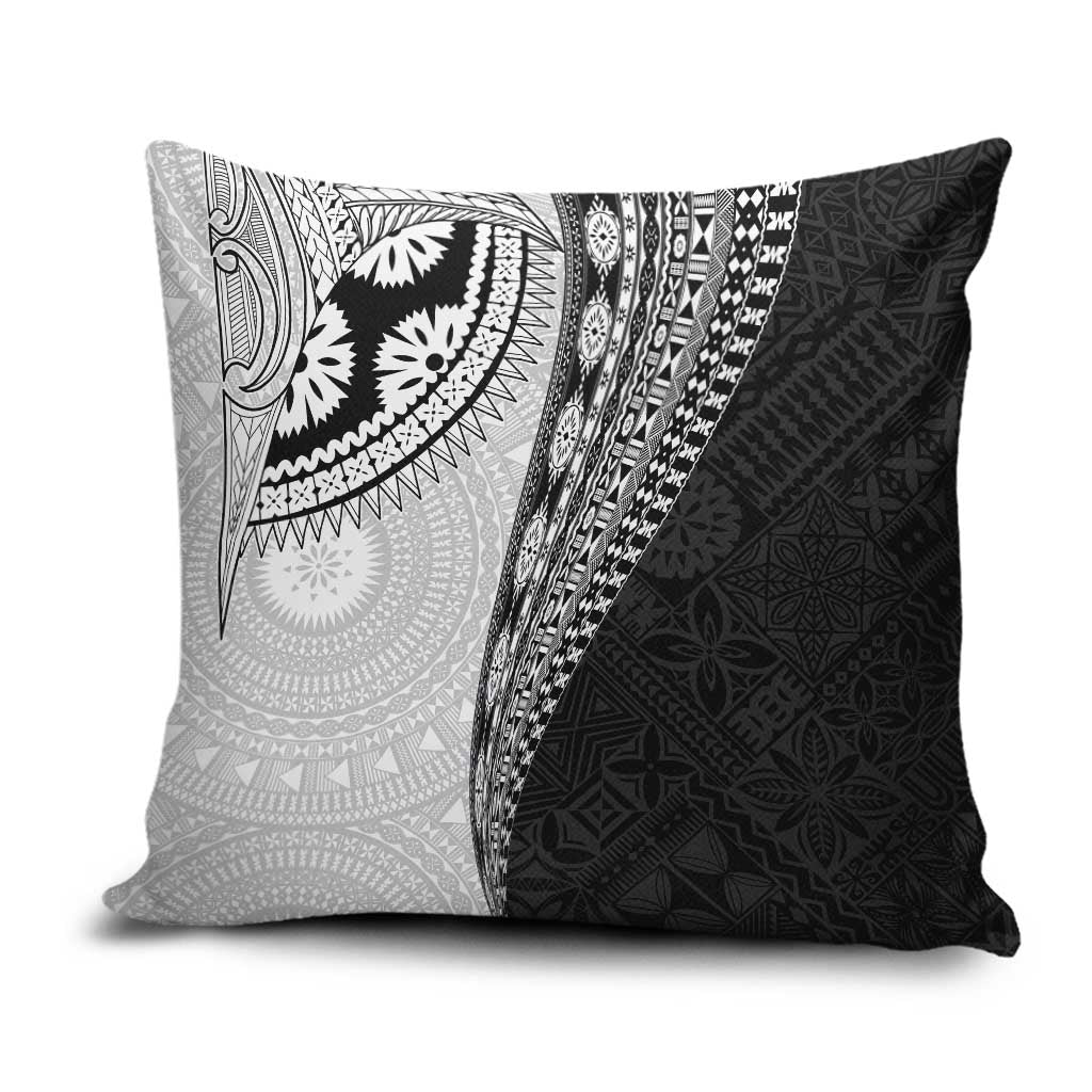 Fijian Masi Tattoos Pillow Cover with Tapa Tribal Pattern LT03 White - Polynesian Pride
