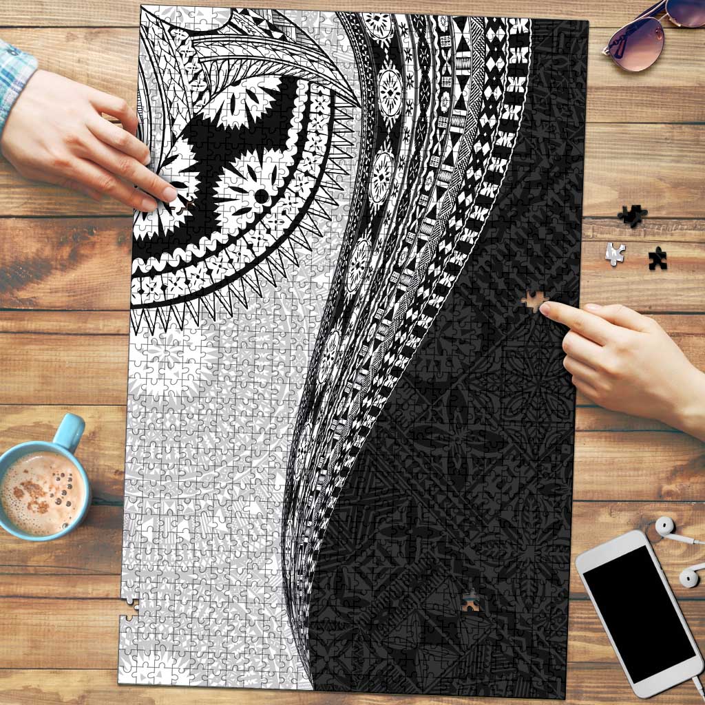 Fijian Masi Tattoos Puzzle with Tapa Tribal Pattern LT03 White - Polynesian Pride