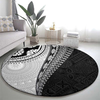 Fijian Masi Tattoos Round Carpet with Tapa Tribal Pattern LT03 - Polynesian Pride