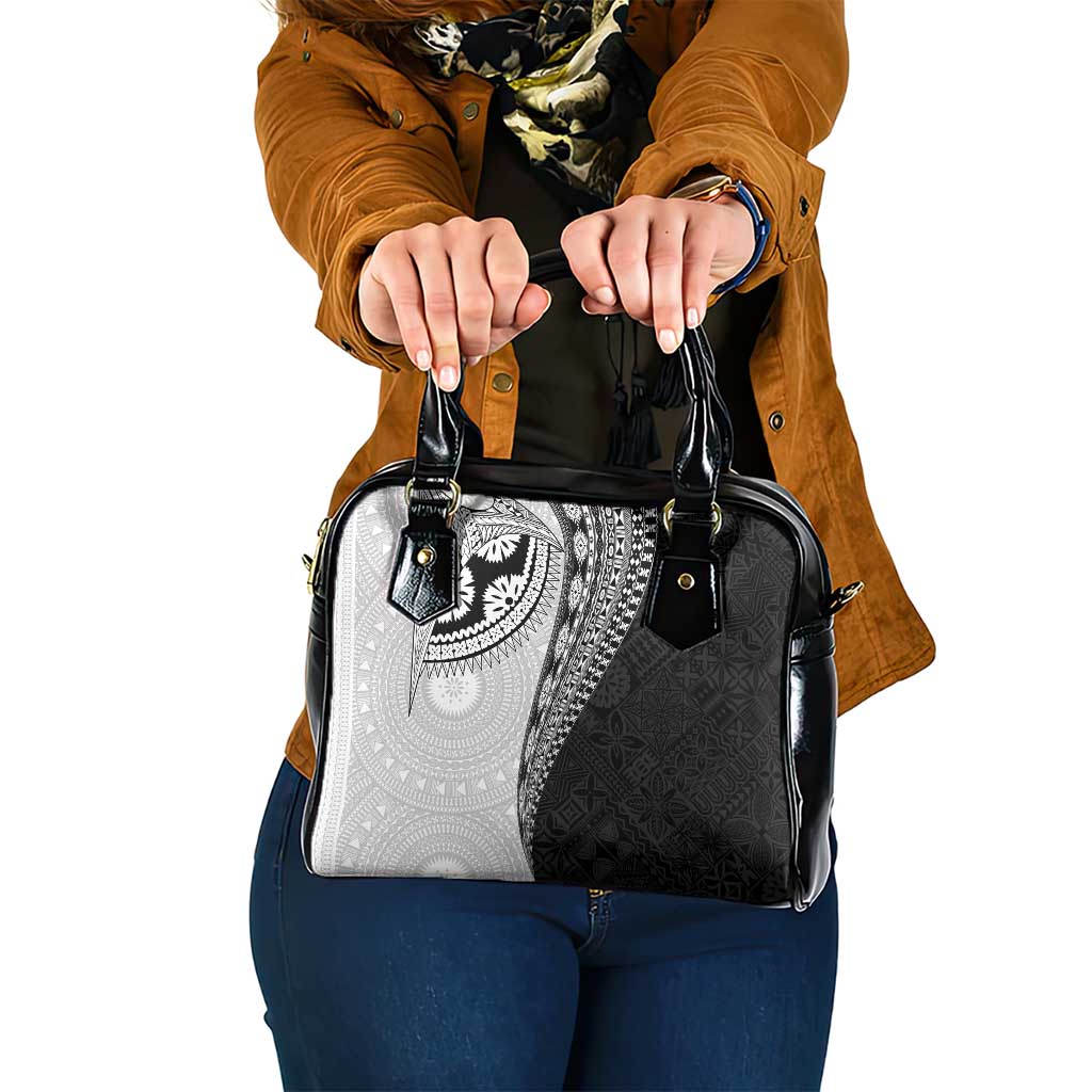 Fijian Masi Tattoos Shoulder Handbag with Tapa Tribal Pattern LT03 One Size White - Polynesian Pride