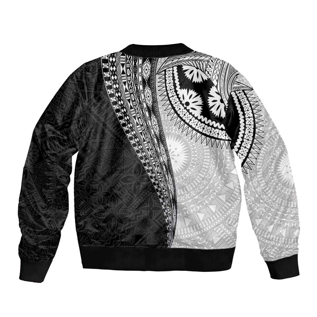 Fijian Masi Tattoos Sleeve Zip Bomber Jacket with Tapa Tribal Pattern LT03 - Polynesian Pride
