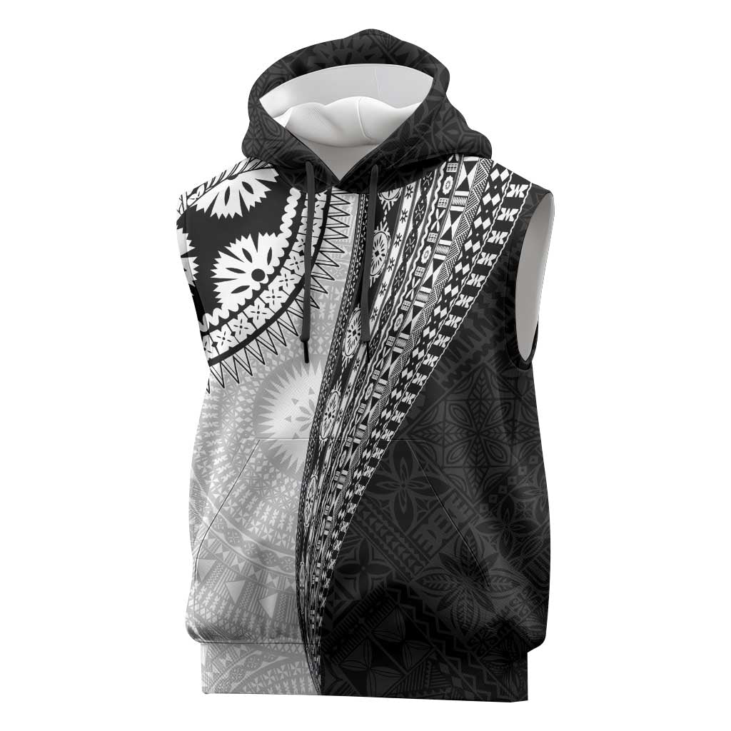 Fijian Masi Tattoos Sleeveless Hoodie with Tapa Tribal Pattern LT03 White - Polynesian Pride