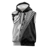 Fijian Masi Tattoos Sleeveless Hoodie with Tapa Tribal Pattern LT03 White - Polynesian Pride