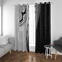 Fijian Masi Tattoos Window Curtain with Tapa Tribal Pattern LT03 With Grommets White - Polynesian Pride