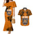 PNG Lae Snax Tigers Rugby Couples Matching Mermaid Dress and Hawaiian Shirt The Tigers Head and PNG Bird Polynesian Tattoo LT03 Orange - Polynesian Pride