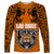 PNG Lae Snax Tigers Rugby Long Sleeve Shirt The Tigers Head and PNG Bird Polynesian Tattoo LT03 Unisex Orange - Polynesian Pride