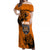 PNG Lae Snax Tigers Rugby Off Shoulder Maxi Dress The Tigers Head and PNG Bird Polynesian Tattoo LT03 Women Orange - Polynesian Pride