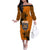 PNG Lae Snax Tigers Rugby Off The Shoulder Long Sleeve Dress The Tigers Head and PNG Bird Polynesian Tattoo LT03 Women Orange - Polynesian Pride