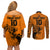 Custom PNG Lae Snax Tigers Rugby Couples Matching Off Shoulder Short Dress and Long Sleeve Button Shirts The Tigers Head and PNG Bird Polynesian Tattoo LT03 - Polynesian Pride