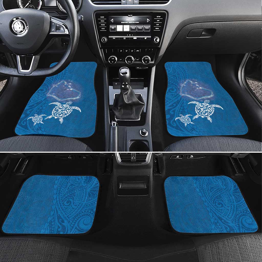 Cook Islands Manihiki Atoll Car Mats Maori Turtle and Polynesian Pattern LT03 Set 4pcs Blue - Polynesian Pride