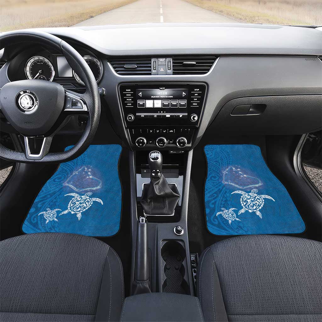 Cook Islands Manihiki Atoll Car Mats Maori Turtle and Polynesian Pattern LT03 Set 2pcs - Front Blue - Polynesian Pride