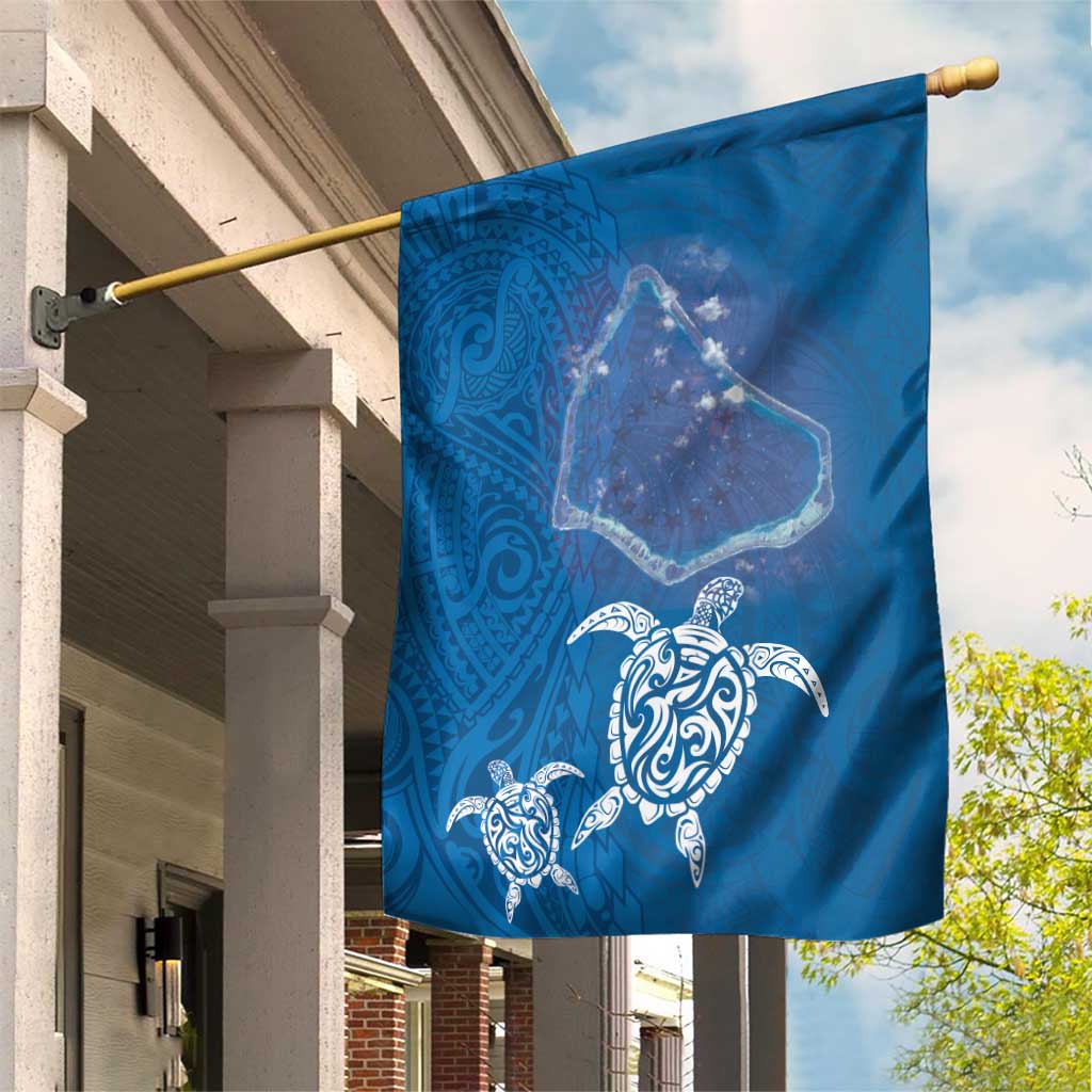 Cook Islands Manihiki Atoll Garden Flag Maori Turtle and Polynesian Pattern LT03 House Flag Blue - Polynesian Pride