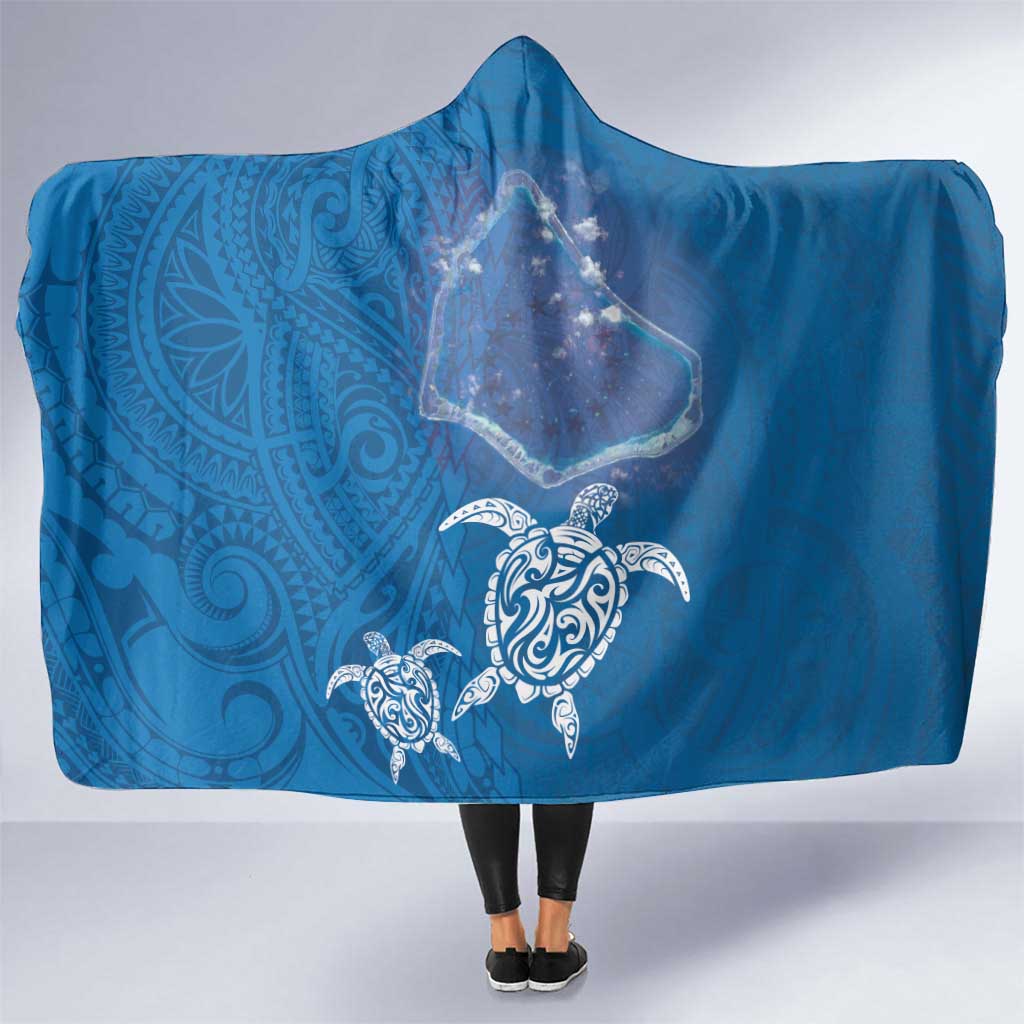 Cook Islands Manihiki Atoll Hooded Blanket Maori Turtle and Polynesian Pattern LT03 One Size Blue - Polynesian Pride