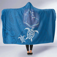 Cook Islands Manihiki Atoll Hooded Blanket Maori Turtle and Polynesian Pattern LT03 One Size Blue - Polynesian Pride