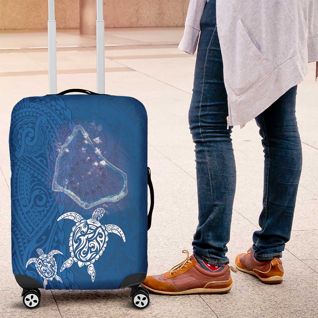 Cook Islands Manihiki Atoll Luggage Cover Maori Turtle and Polynesian Pattern LT03 Blue - Polynesian Pride