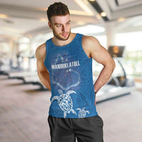 Cook Islands Manihiki Atoll Men Tank Top Maori Turtle and Polynesian Pattern LT03 Blue - Polynesian Pride