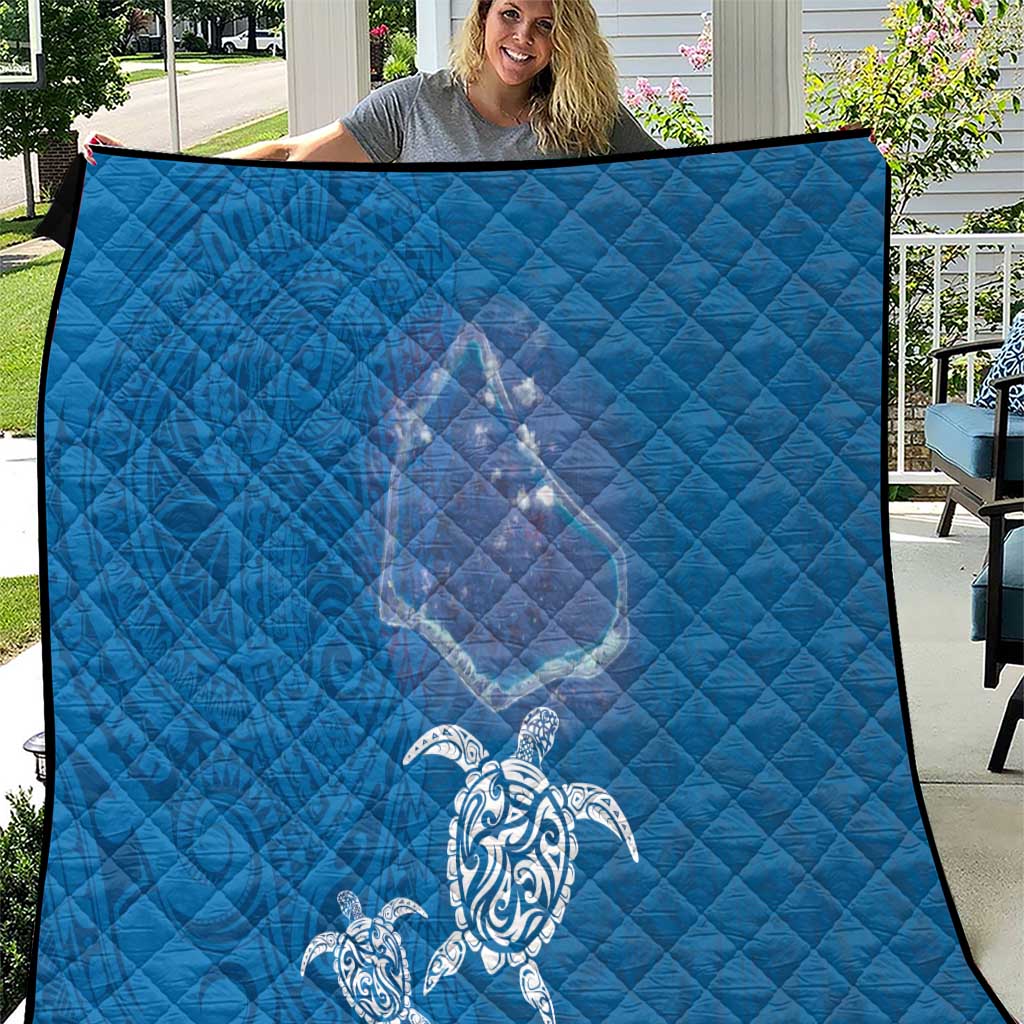 Cook Islands Manihiki Atoll Quilt Maori Turtle and Polynesian Pattern LT03 Blue - Polynesian Pride