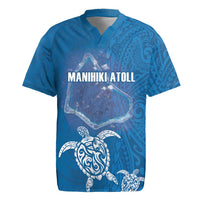 Cook Islands Manihiki Atoll Rugby Jersey Maori Turtle and Polynesian Pattern LT03 Blue - Polynesian Pride