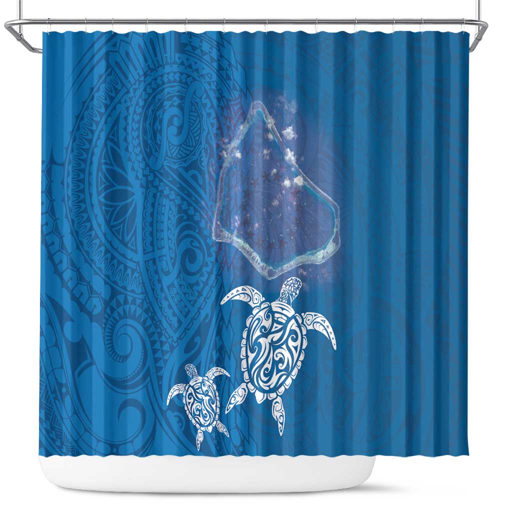 Cook Islands Manihiki Atoll Shower Curtain Maori Turtle and Polynesian Pattern LT03 Blue - Polynesian Pride