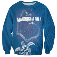 Cook Islands Manihiki Atoll Sweatshirt Maori Turtle and Polynesian Pattern LT03 Unisex Blue - Polynesian Pride