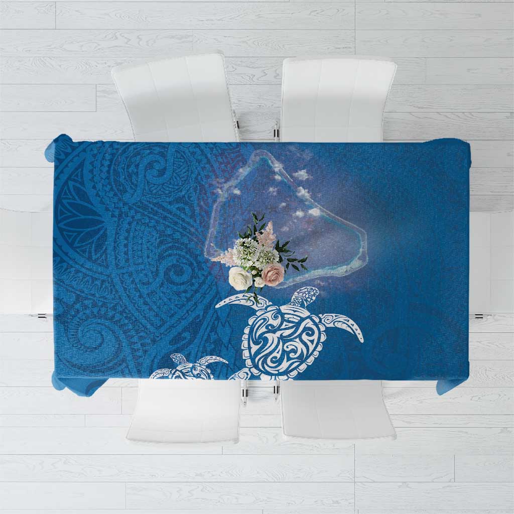 Cook Islands Manihiki Atoll Tablecloth Maori Turtle and Polynesian Pattern LT03 Blue - Polynesian Pride