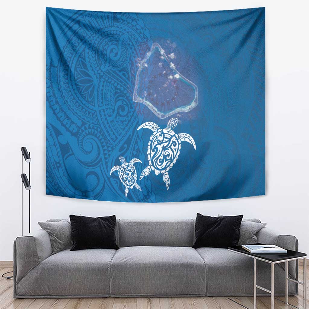 Cook Islands Manihiki Atoll Tapestry Maori Turtle and Polynesian Pattern LT03 Blue - Polynesian Pride