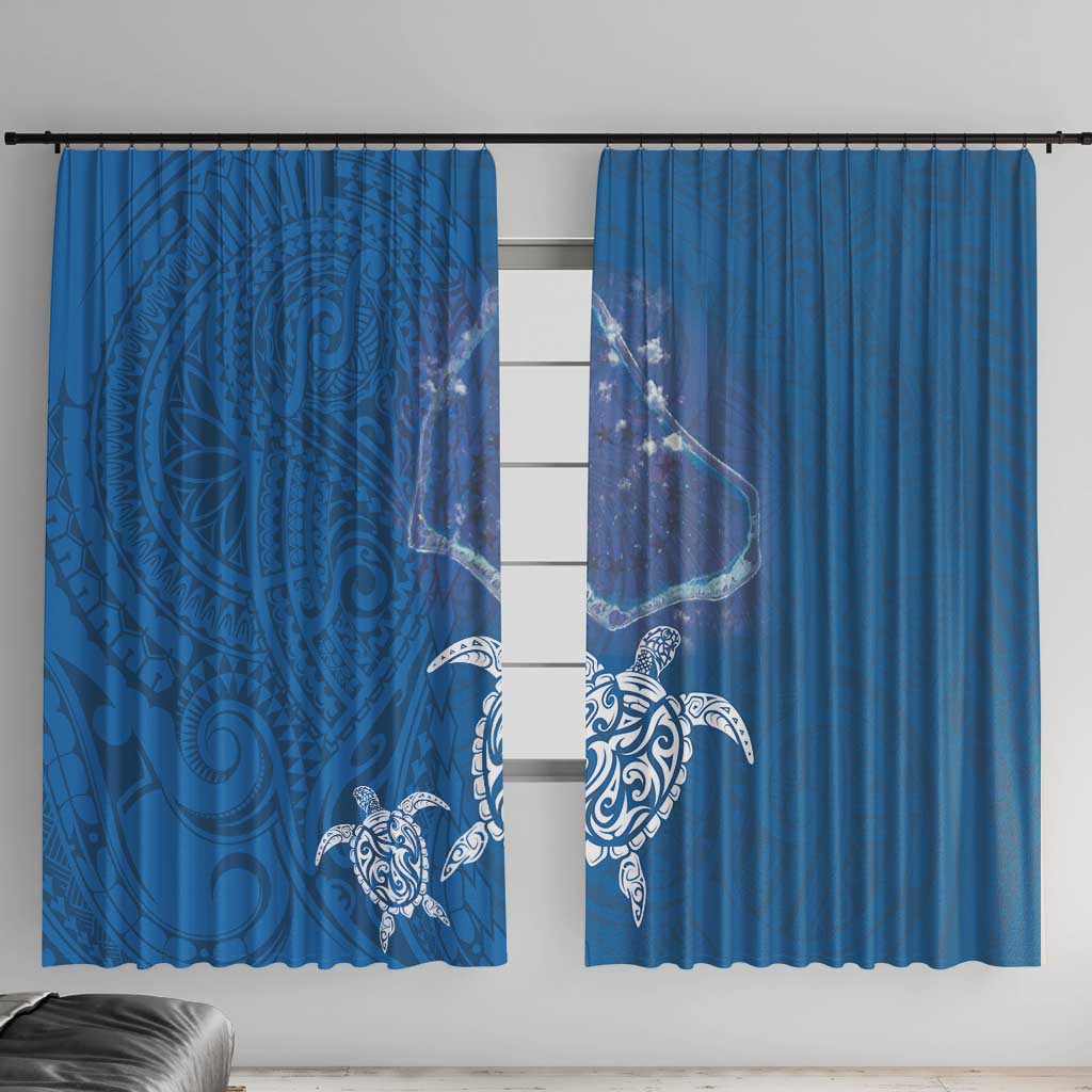 Cook Islands Manihiki Atoll Window Curtain Maori Turtle and Polynesian Pattern LT03 With Hooks Blue - Polynesian Pride