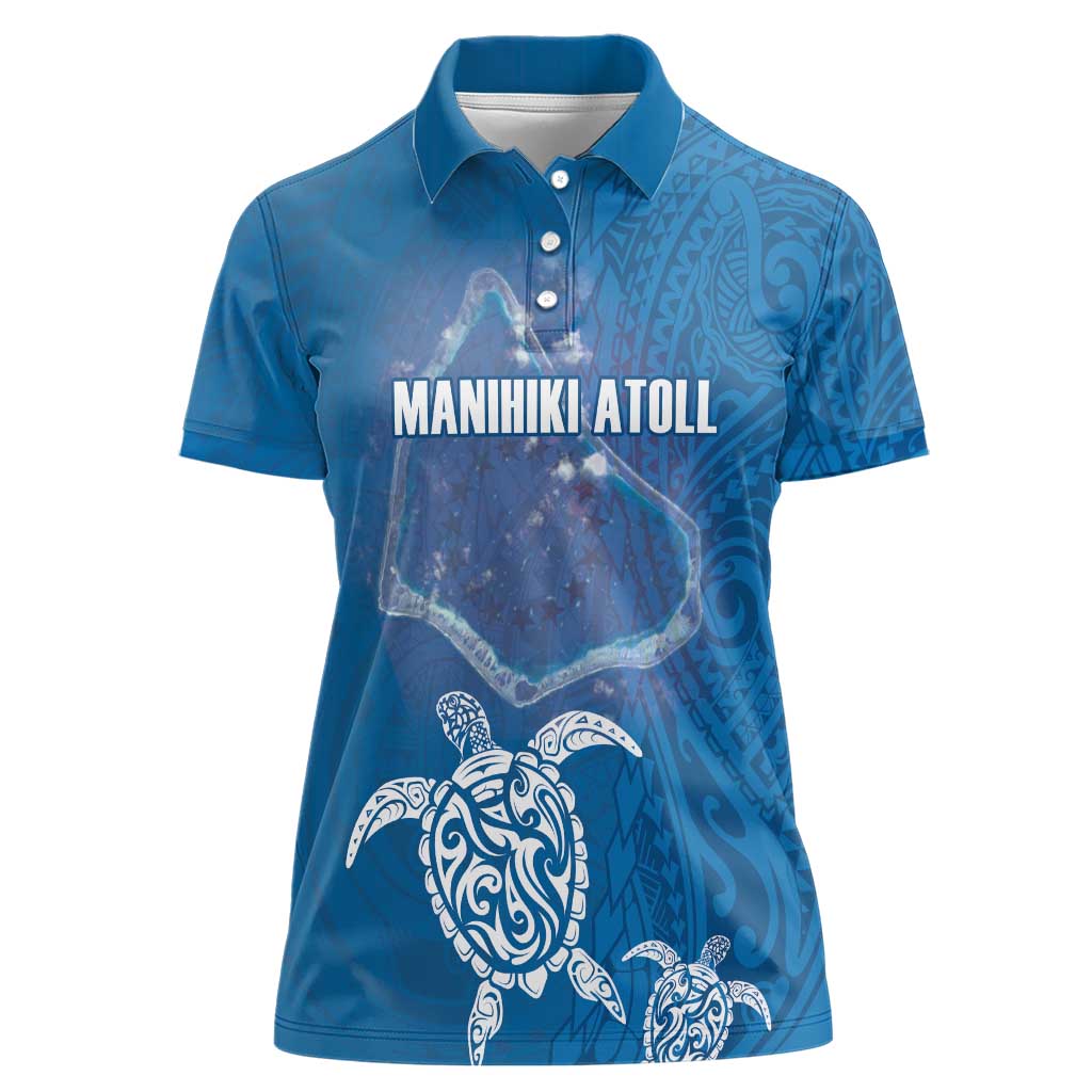 Cook Islands Manihiki Atoll Women Polo Shirt Maori Turtle and Polynesian Pattern