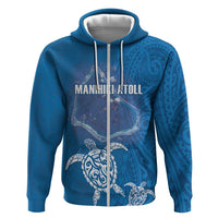 Cook Islands Manihiki Atoll Zip Hoodie Maori Turtle and Polynesian Pattern LT03 Zip Hoodie Blue - Polynesian Pride