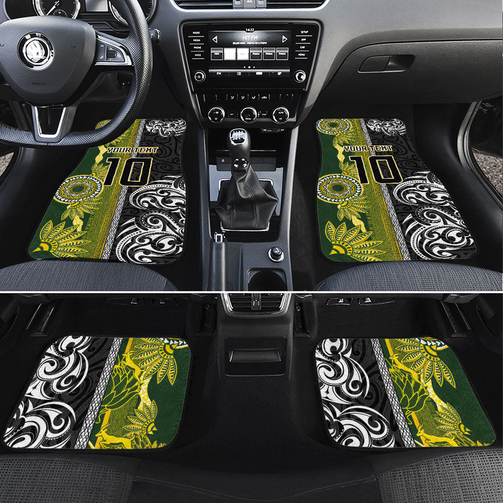 Custom Rugby New Zealand and South Africa Car Mats Greatest Rivalry Silver Fern and Antelope