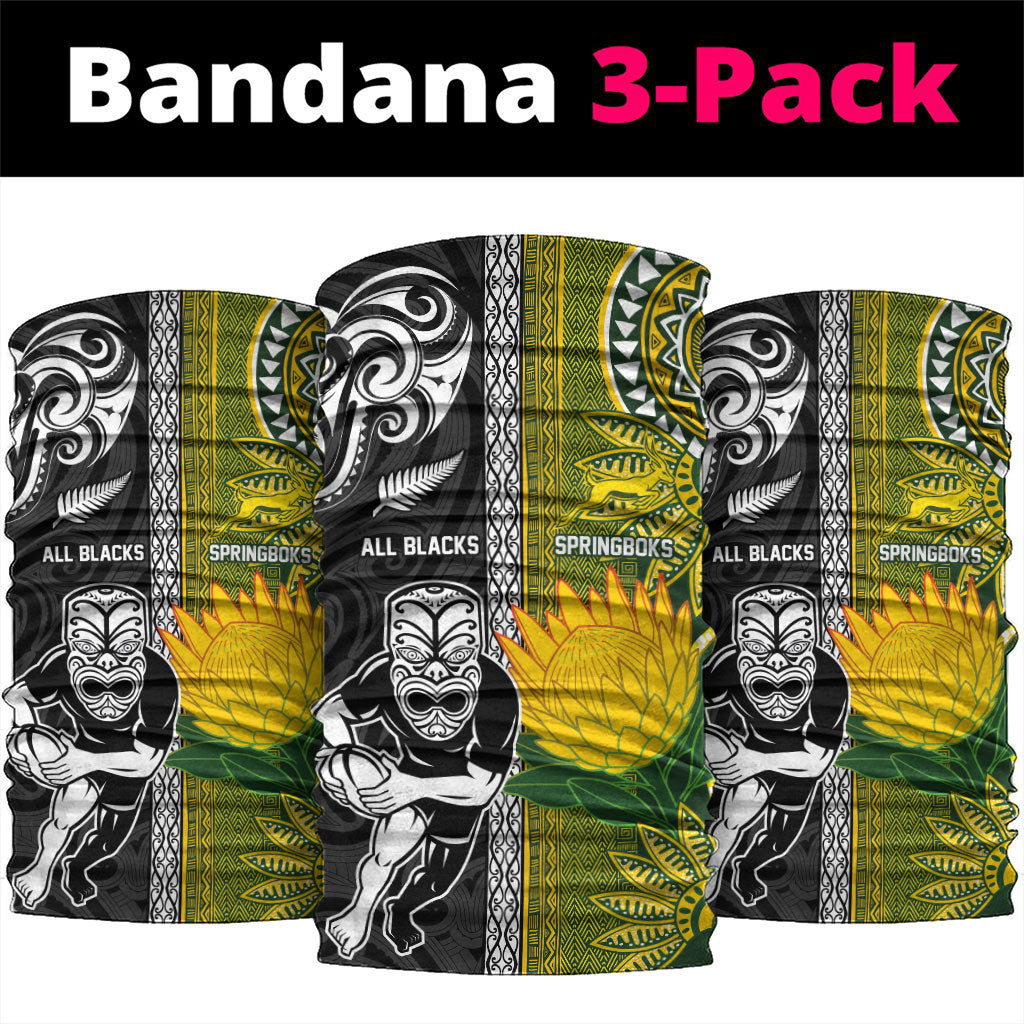 Rugby New Zealand and South Africa Neck Gaiter Greatest Rivalry Silver Fern and Antelope LT03 package One Size: 25*50cm Multicolor - Polynesian Pride
