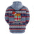 Fiji Christmas Hoodie Fijian Santa and Coat of Arms Mix Tapa Pattern Striped Style LT03 - Polynesian Pride