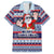 Custom Fiji Christmas Family Matching Puletasi Dress and Hawaiian Shirt Fijian Santa and Coat of Arms Mix Tapa Pattern Striped Style LT03 Dad's Shirt - Short Sleeve Blue - Polynesian Pride