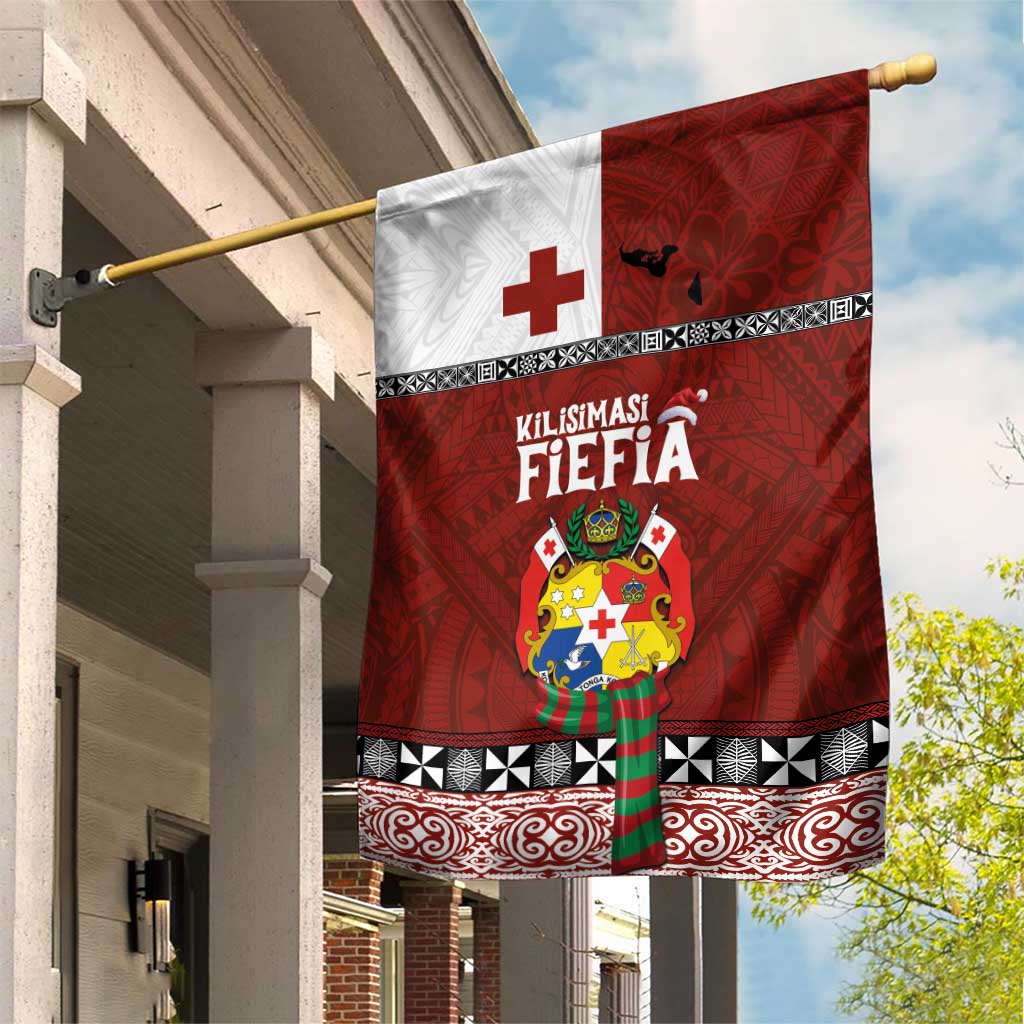 Tongan Christmas Garden Flag Kilisimasi Fiefia with Ngatu Art Tattoo LT03 House Flag Red - Polynesian Pride