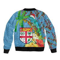 Fijians Iguana Tagimoucia Christmas Bomber Jacket Christmas Palm Tree and Hibiscus LT03 - Polynesian Pride
