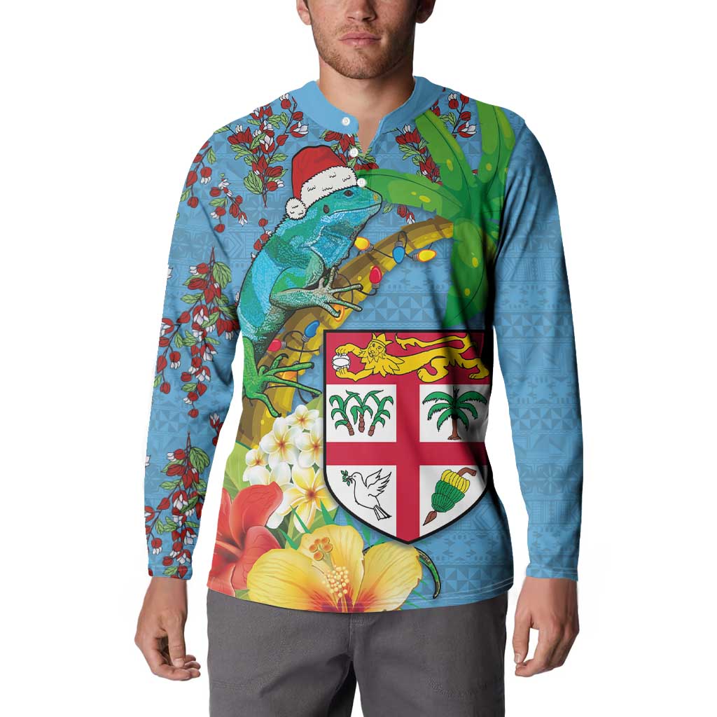 Fijians Iguana Tagimoucia Christmas Button Sweatshirt Christmas Palm Tree and Hibiscus LT03 - Polynesian Pride