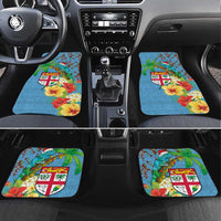 Fijians Iguana Tagimoucia Christmas Car Mats Christmas Palm Tree and Hibiscus LT03 Set 4pcs Blue - Polynesian Pride